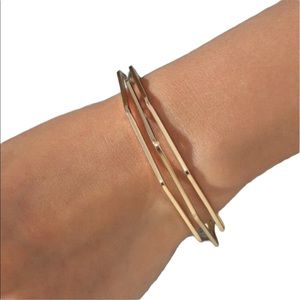 Geometrical Tri Band Gold Cuff Bracelet